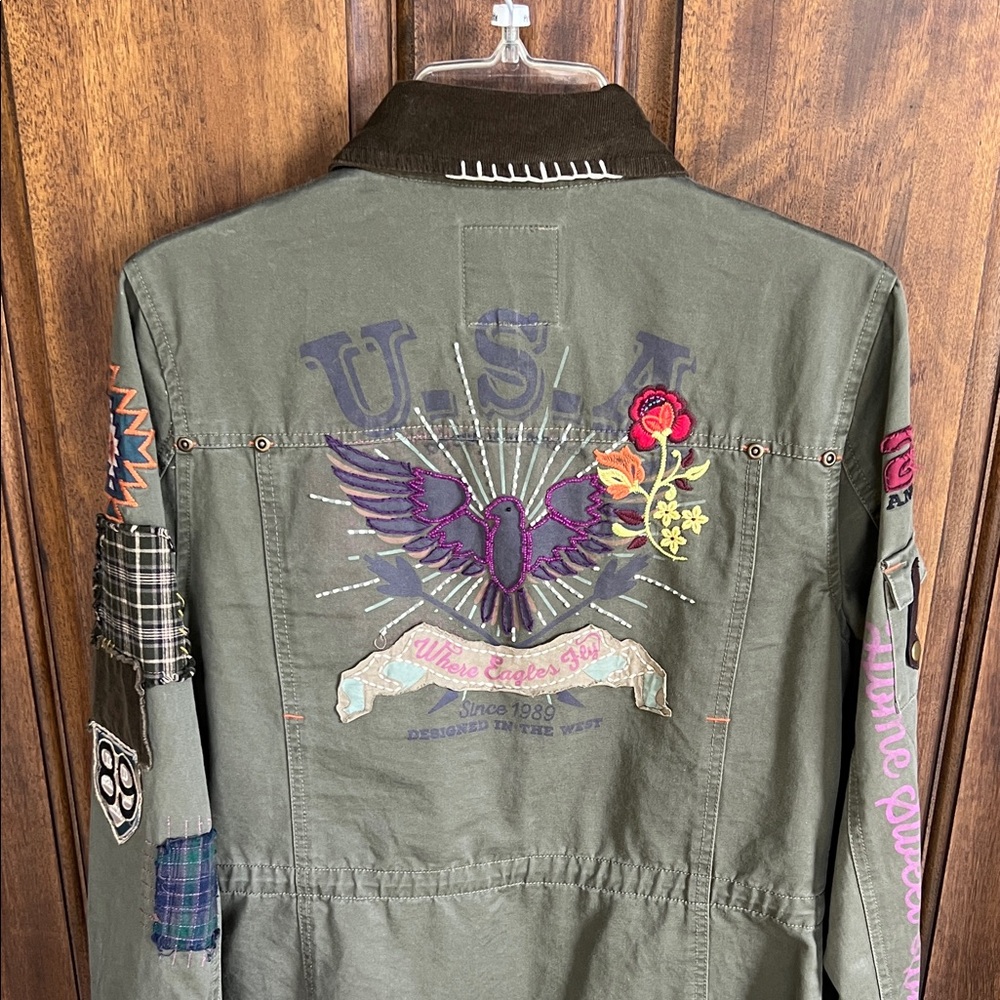 Double D Ranch Olive Patchwork Field Jacket - image 7